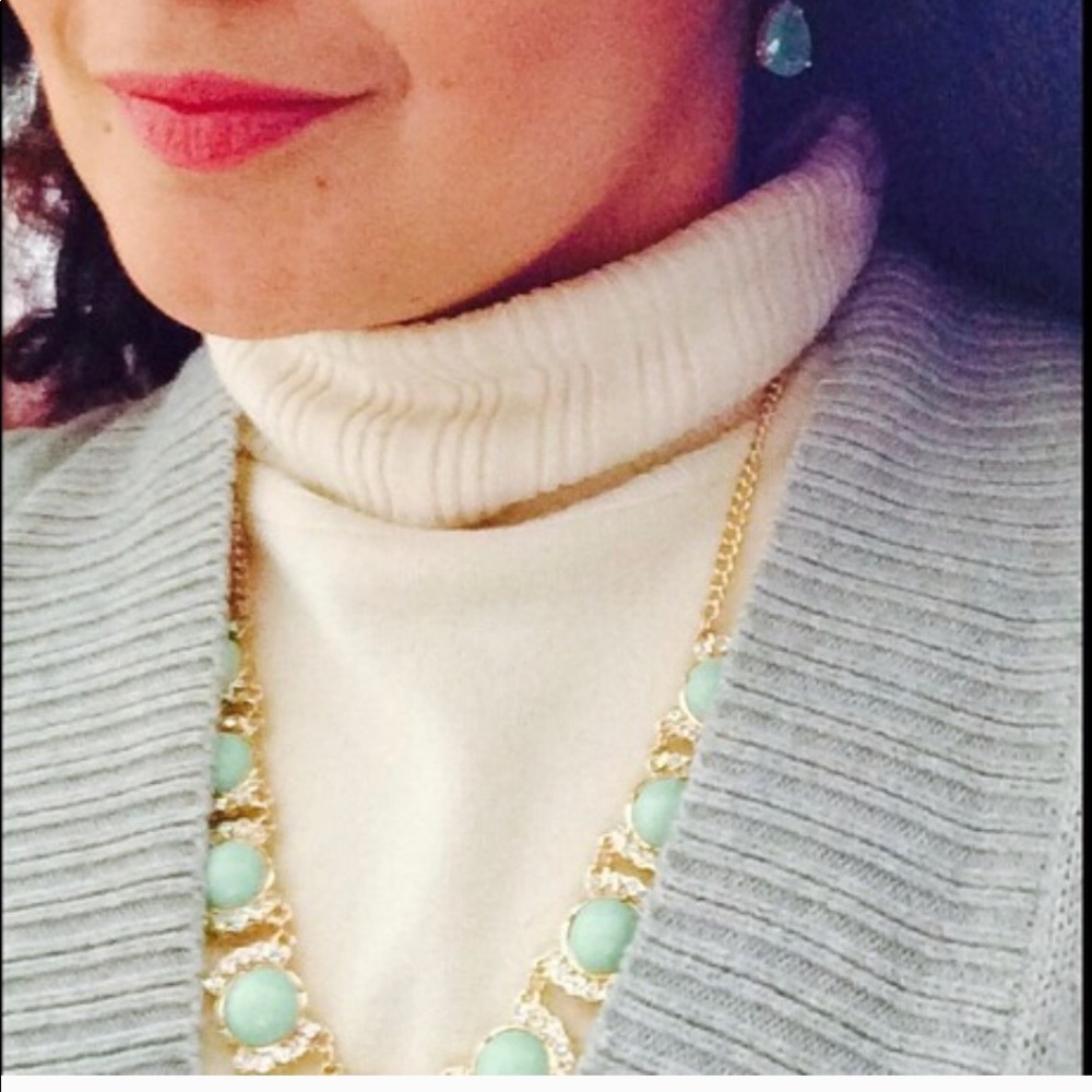 Mint green jewel statement necklace